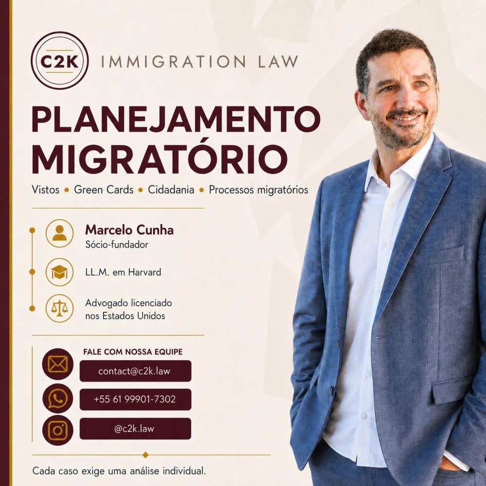 C2K Immigration Law oferece planejamento migratório personalizado para brasileiros nos Estados Unidos